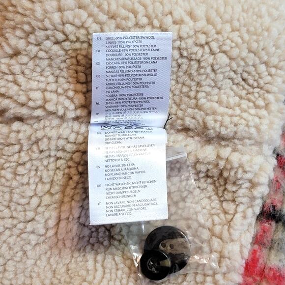 Brixton Nouvelle Plaid Sherpa Peacoat Red Black Vanilla Cozy Fall Winter Chic M - Picture 13 of 16